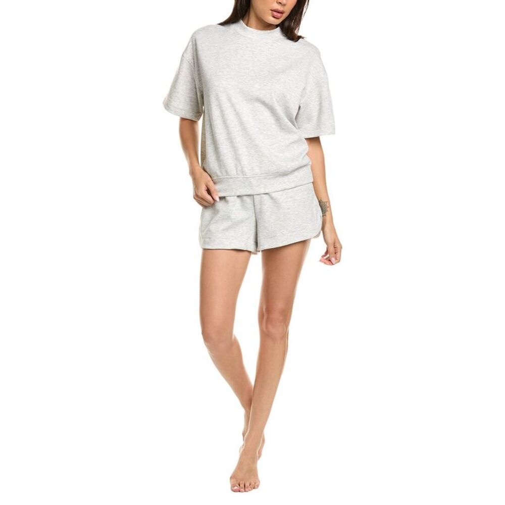 Marion Womens  2Pc Banded T-Shirt & Short Set, Grey